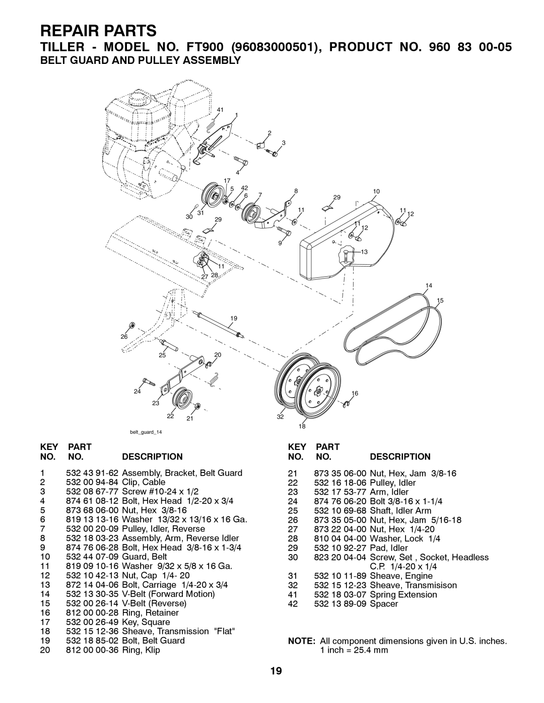 Husqvarna FT900 owner manual Belt Guard and Pulley Assembly 