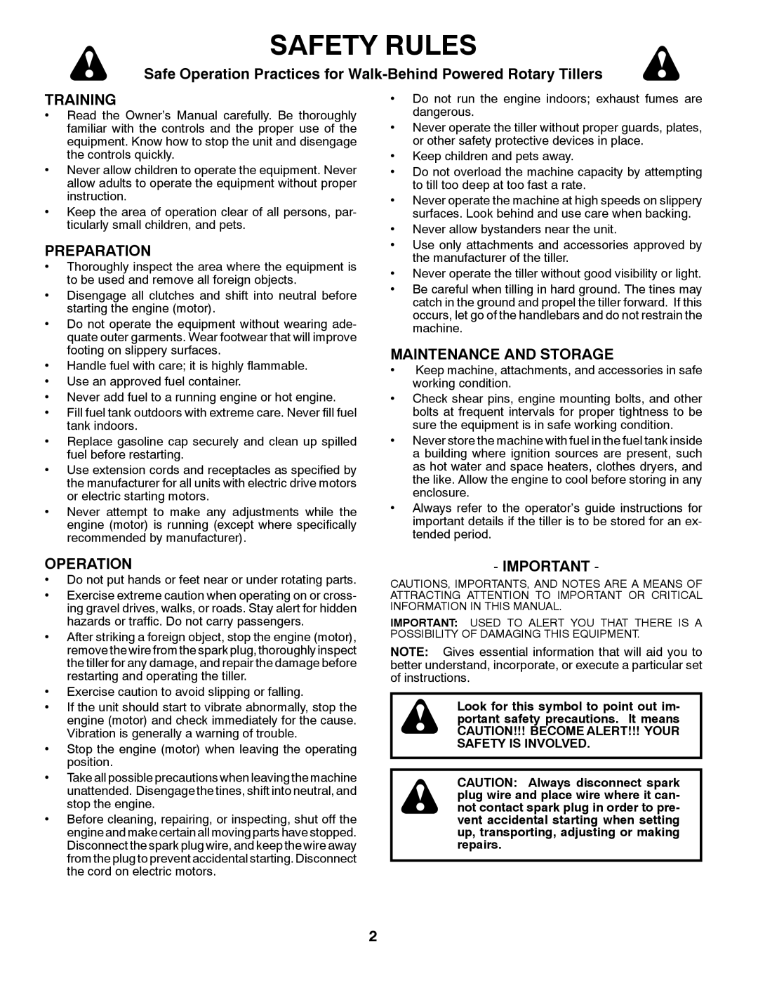 Husqvarna FT900 owner manual Safety Rules, Training, Preparation, Maintenance And Storage, Operation 