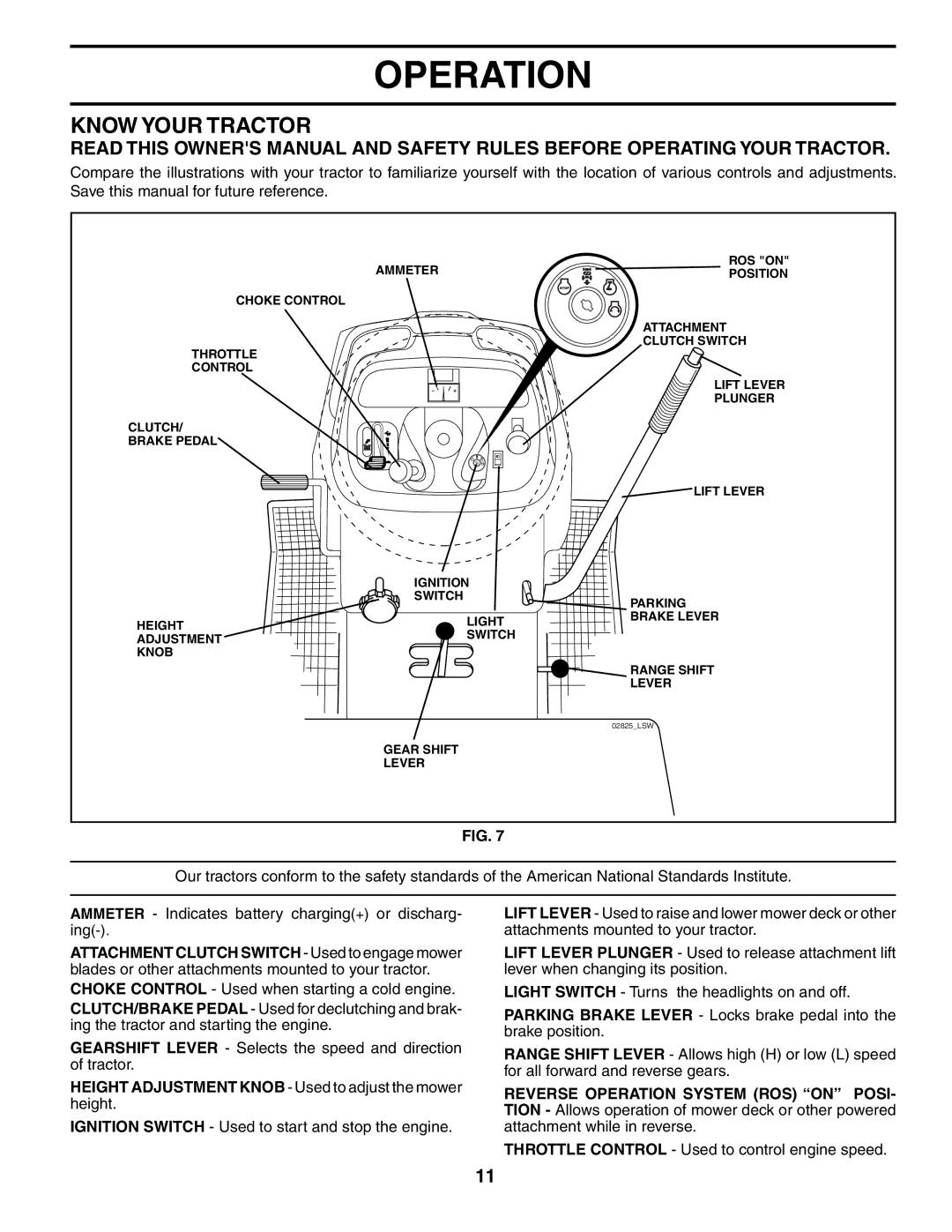 Husqvarna GT2254 owner manual Know Your Tractor, Height Adjustment Knob Used to adjust the mower height 