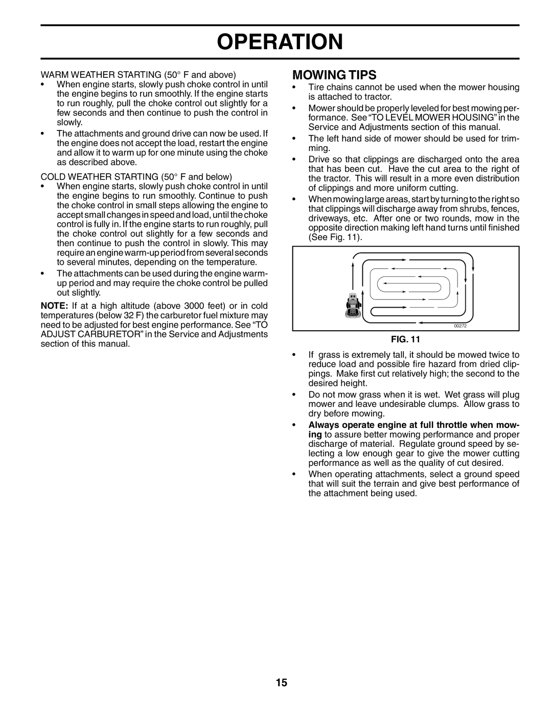 Husqvarna GT2254 owner manual Mowing Tips 