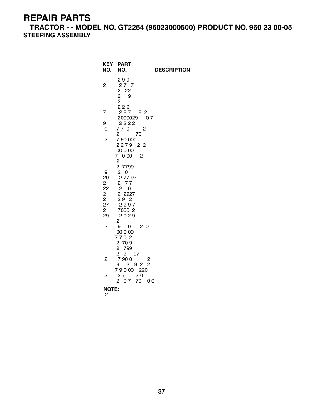 Husqvarna GT2254 owner manual 532 19 Wheel, Steering 