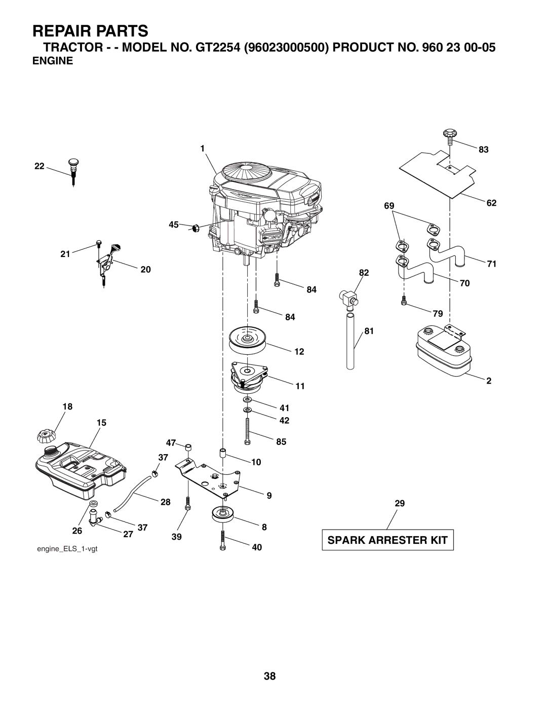 Husqvarna GT2254 owner manual Engine 