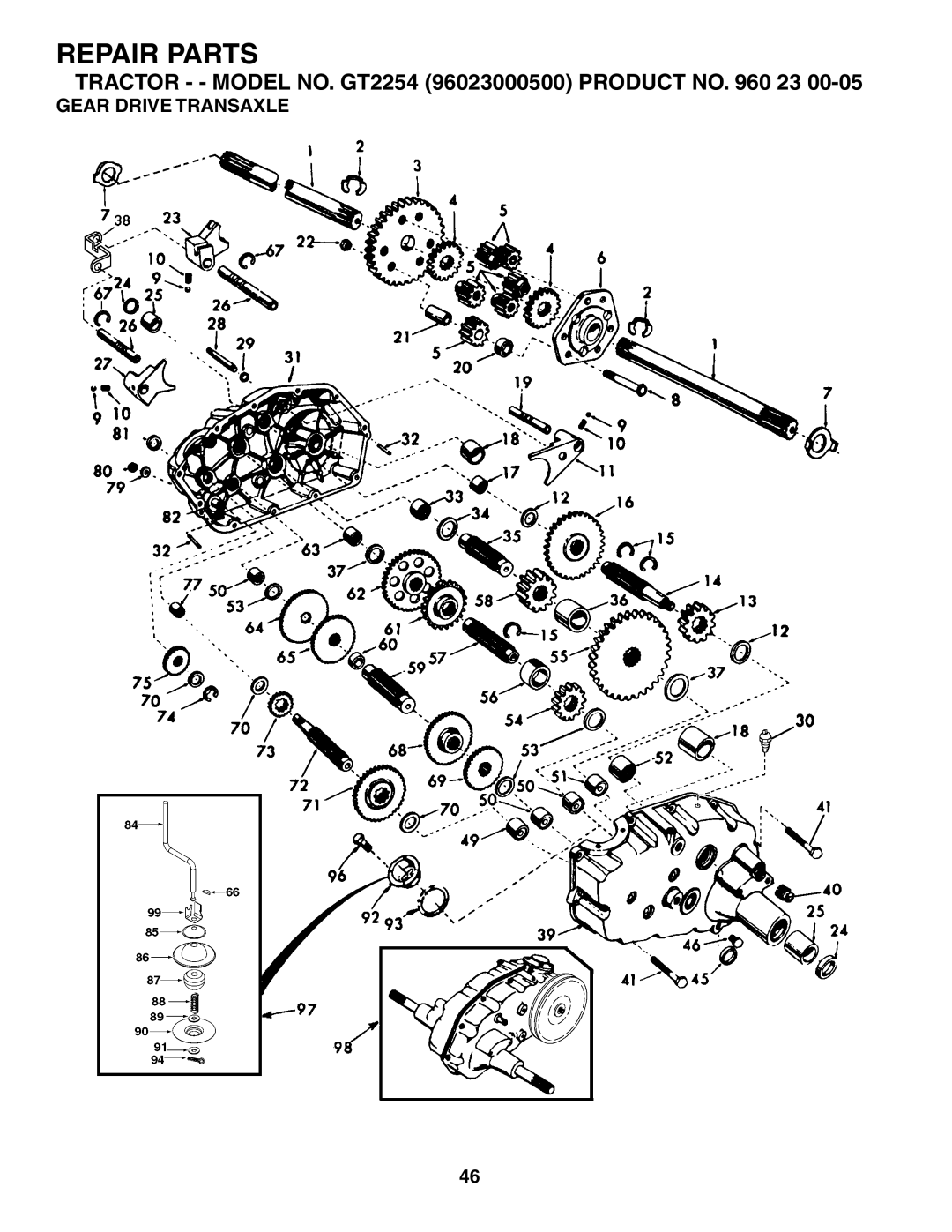 Husqvarna GT2254 owner manual Gear Drive Transaxle 