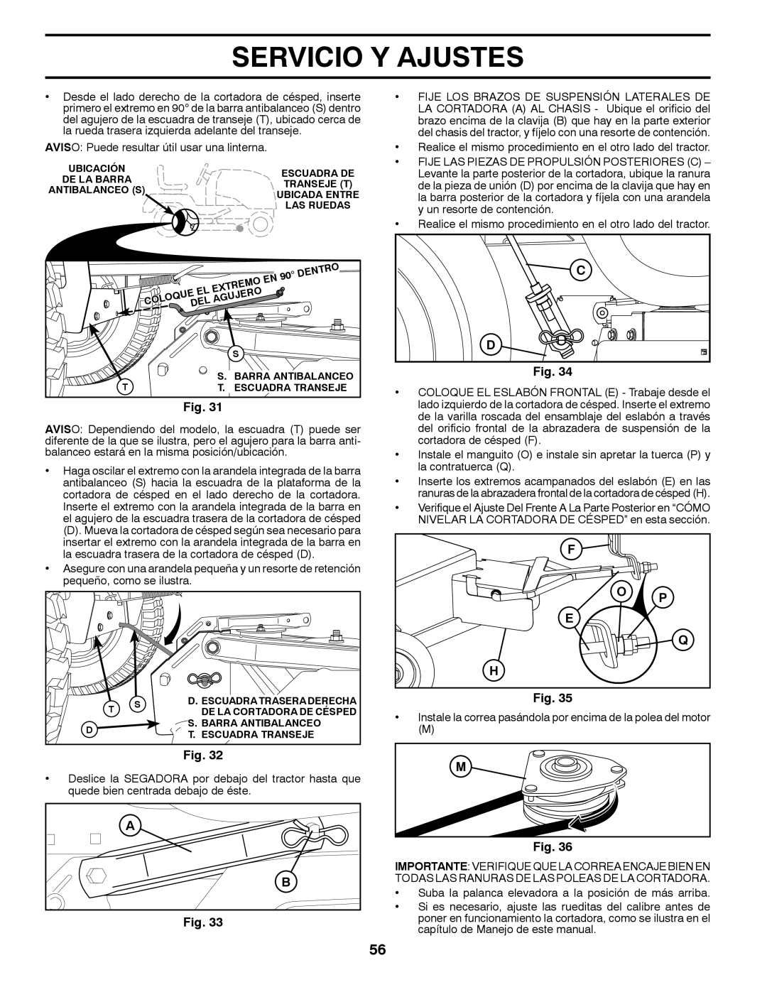 Husqvarna GT48XLSi warranty Instale la correa pasándola por encima de la polea del motor 