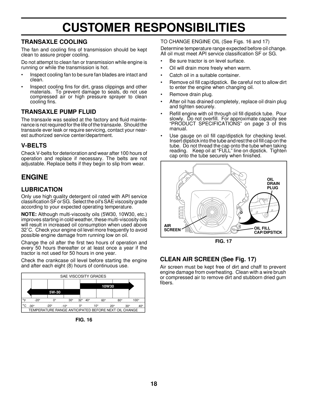 Husqvarna GTH220 owner manual Engine, Transaxle Cooling, Transaxle Pump Fluid, Belts, Lubrication 