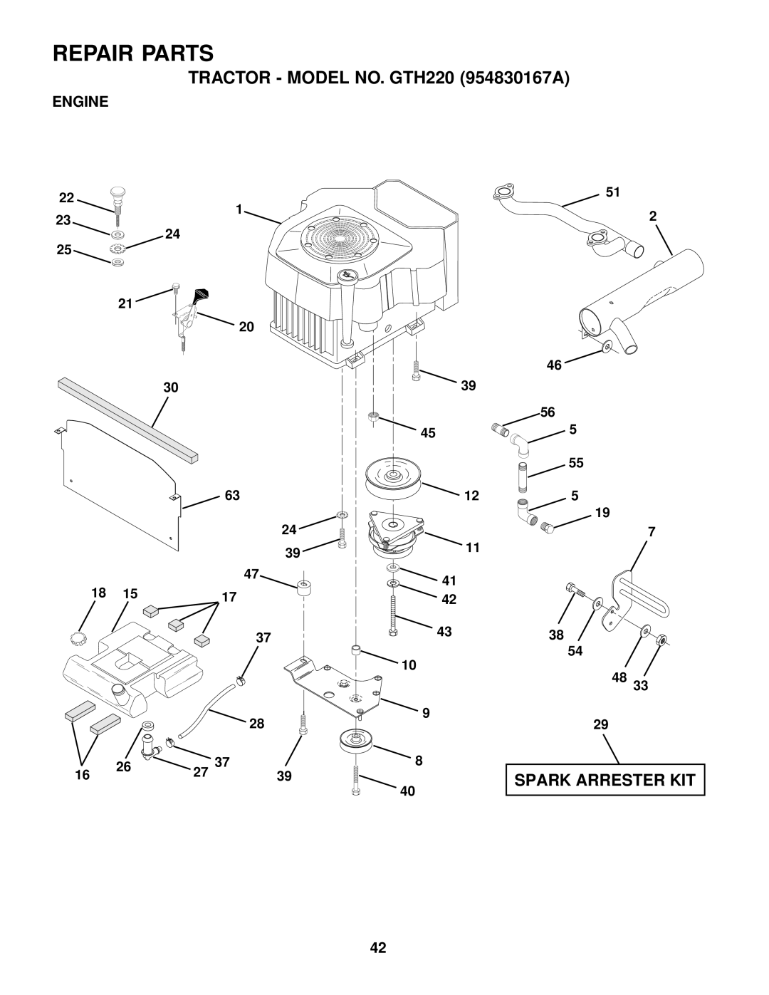 Husqvarna GTH220 owner manual Engine 