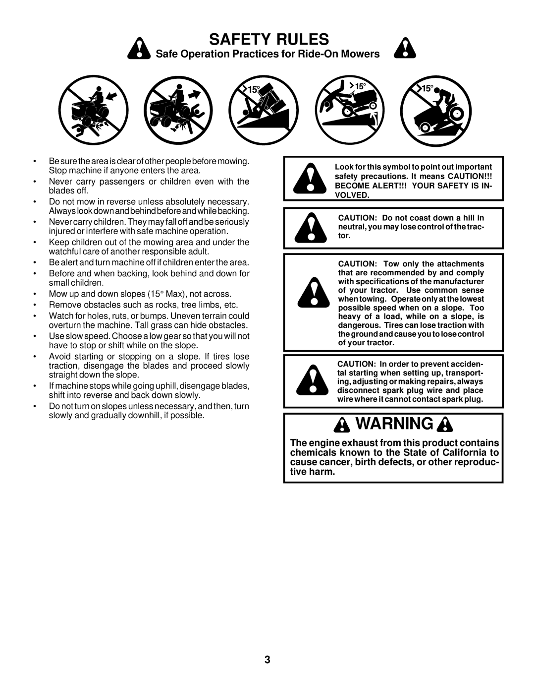 Husqvarna GTH225 owner manual Become ALERT!!! Your Safety is IN- Volved 