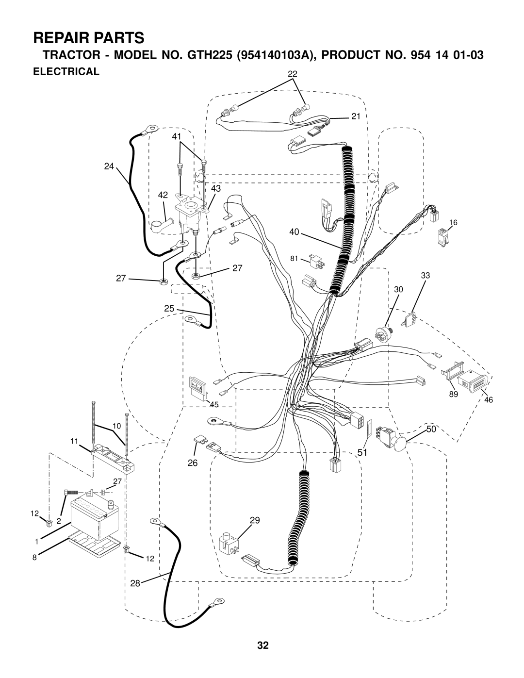 Husqvarna GTH225 owner manual Electrical 