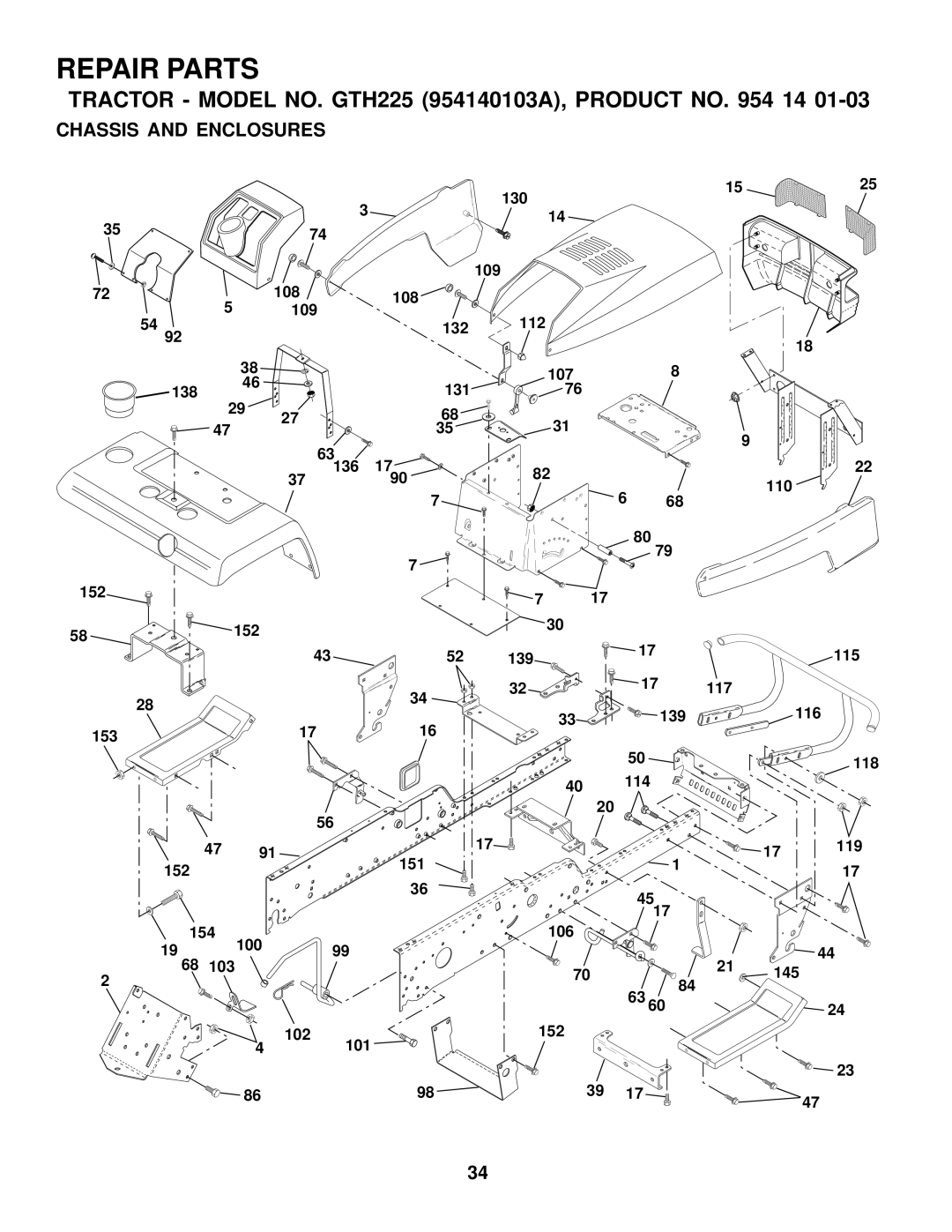 Husqvarna GTH225 owner manual Chassis and Enclosures 