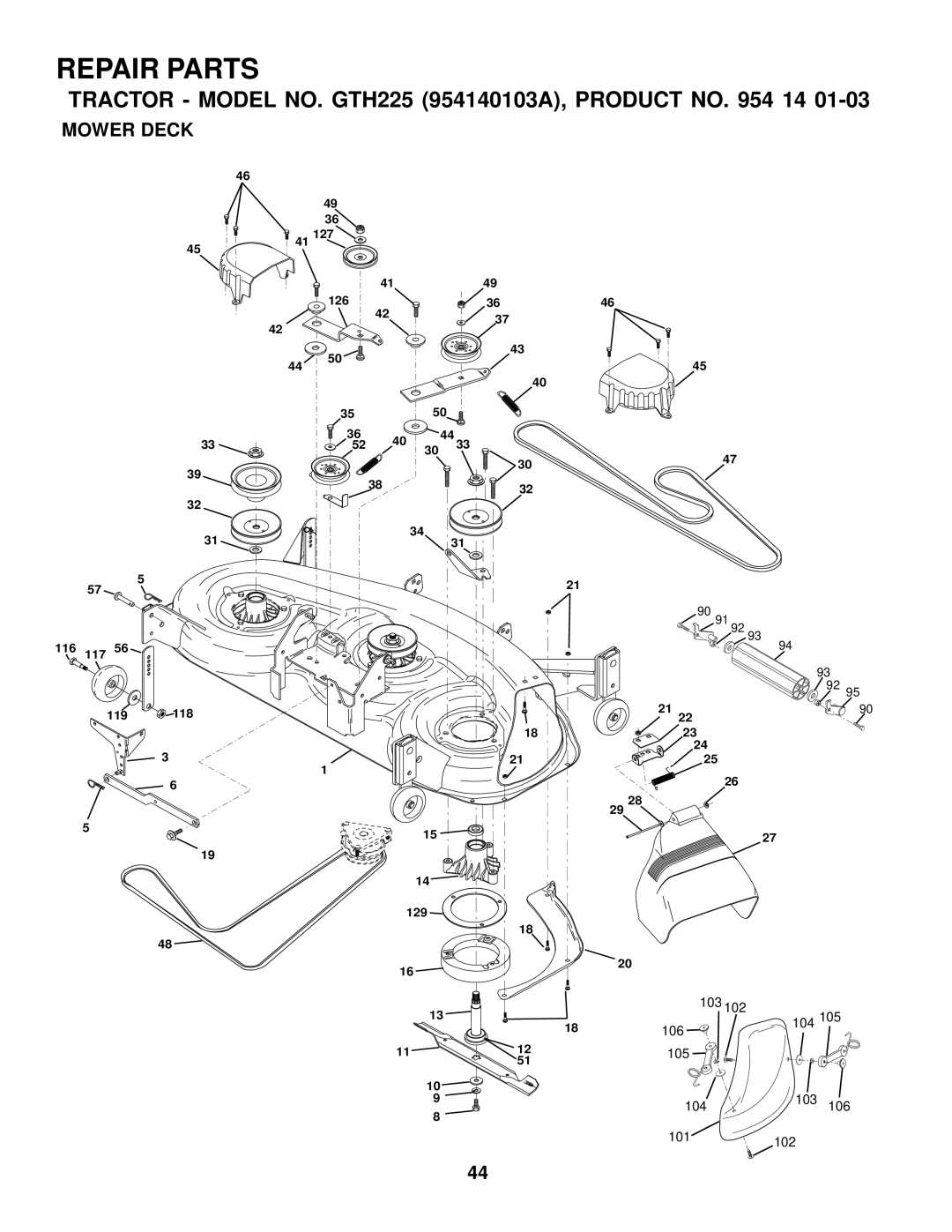 Husqvarna GTH225 owner manual Mower Deck 