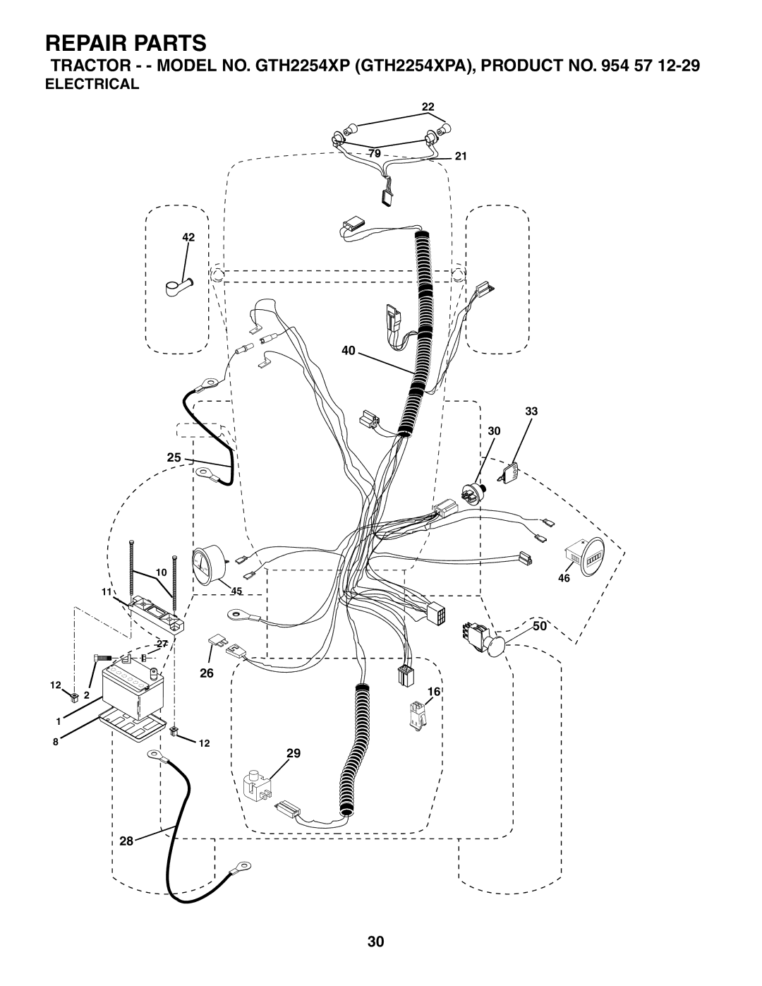 Husqvarna GTH2254XP owner manual Electrical 