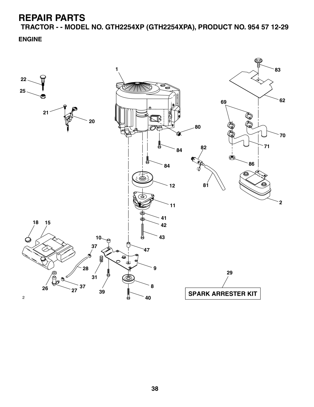 Husqvarna GTH2254XP owner manual Engine 