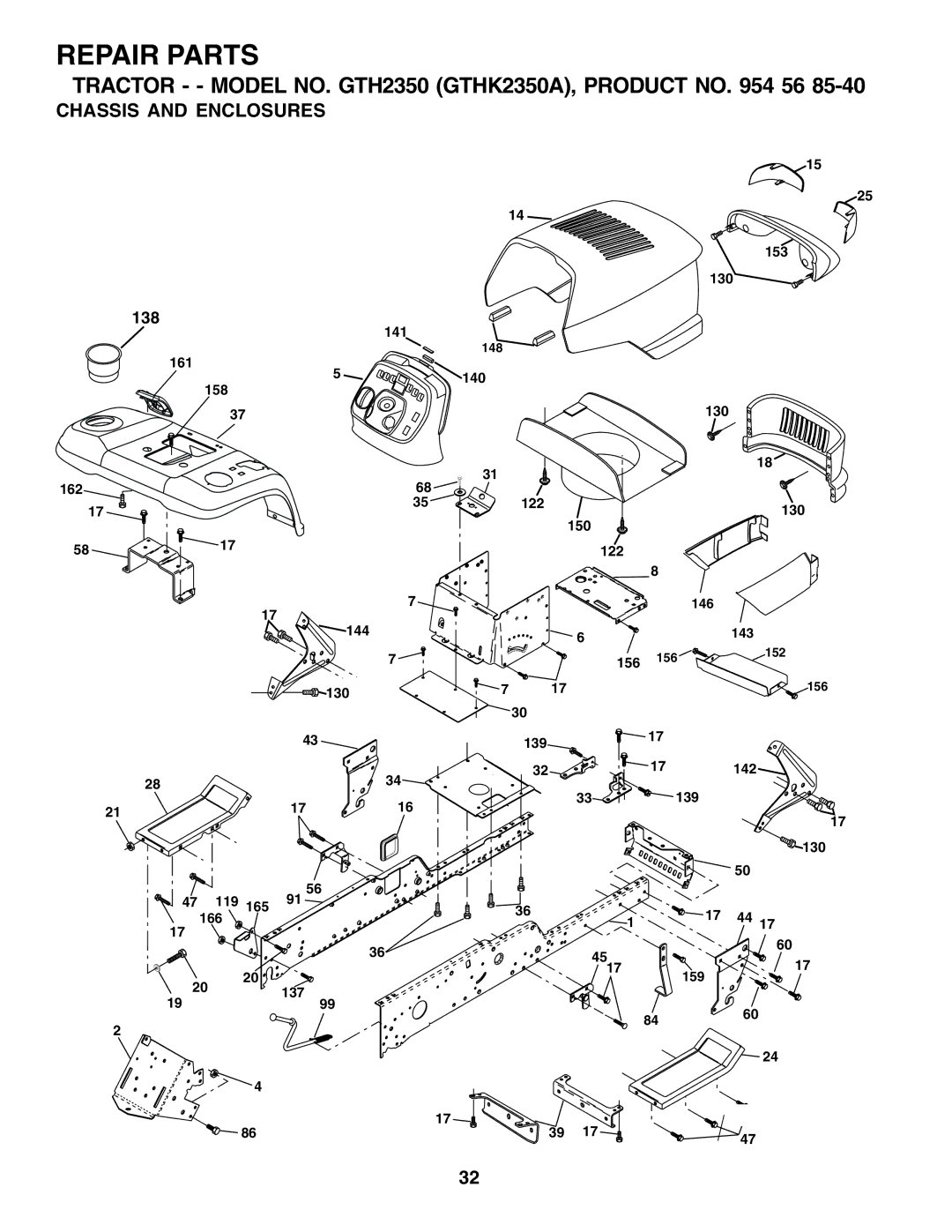 Husqvarna GTH2350 owner manual Chassis and Enclosures, 138 