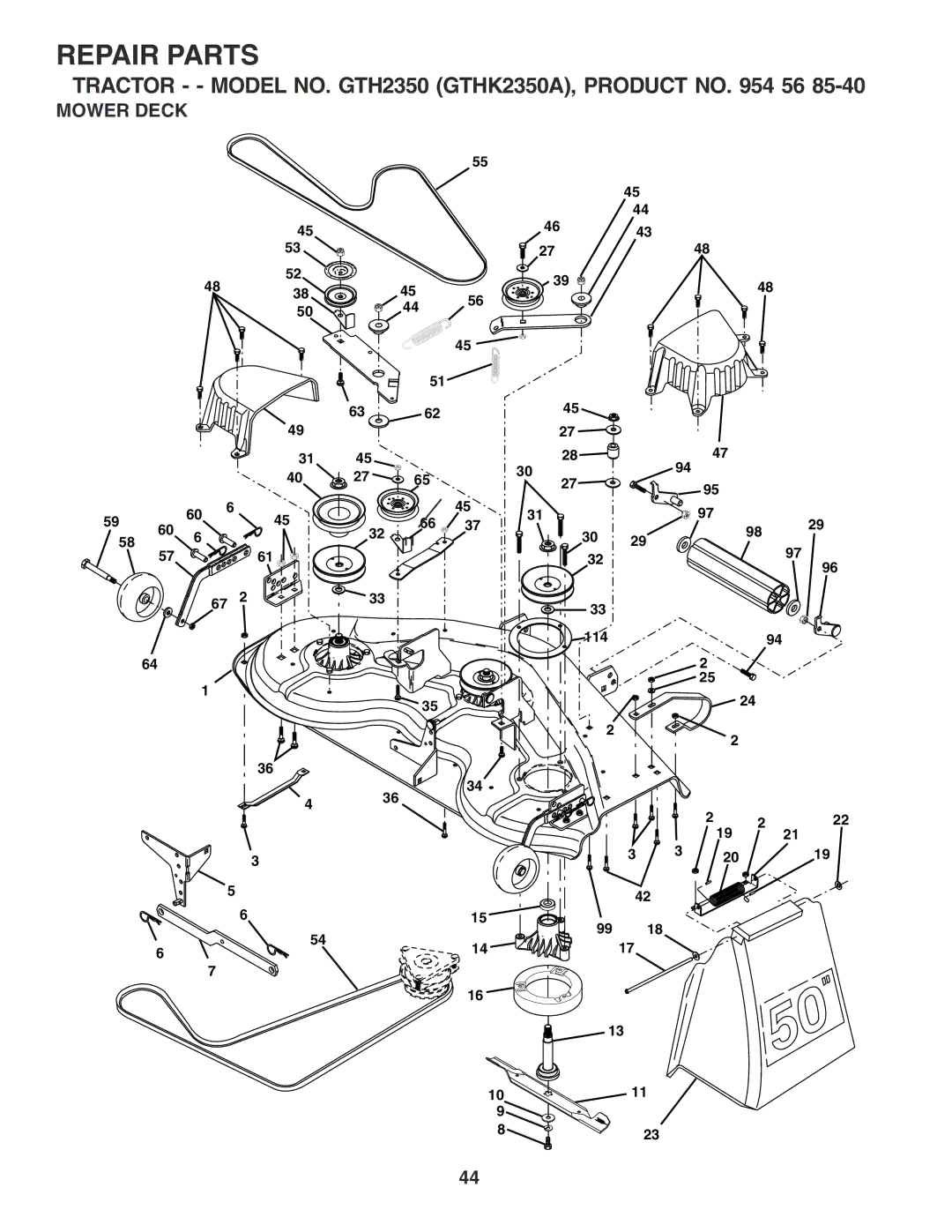 Husqvarna GTH2350 owner manual Mower Deck 