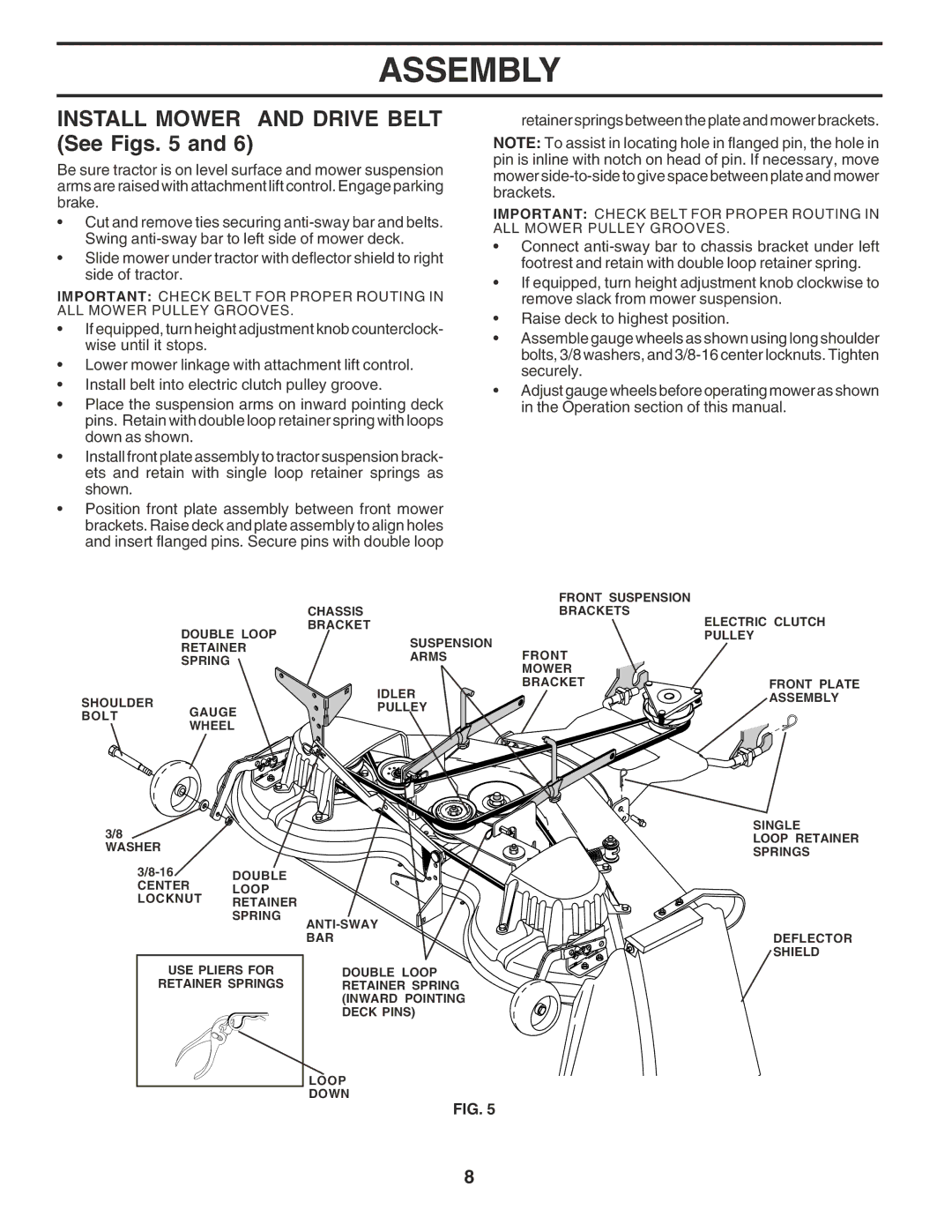 Husqvarna GTH2350 owner manual Install Mower and Drive Belt See Figs 