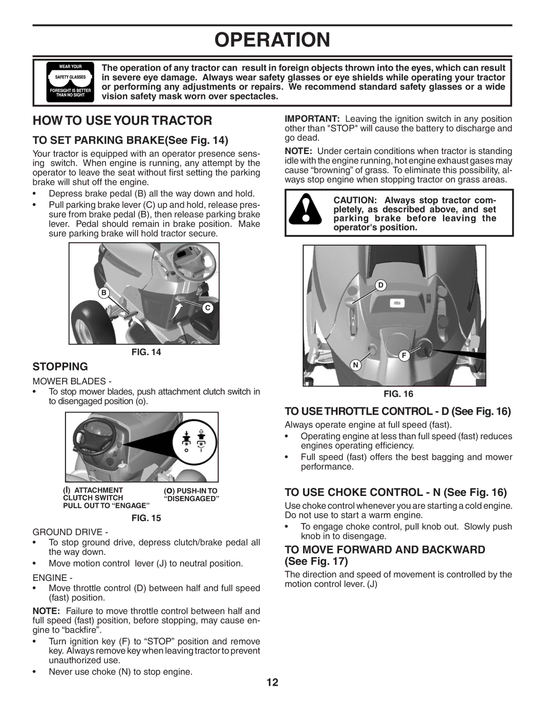 Husqvarna GTH2454T owner manual HOW to USE Your Tractor, Stopping 