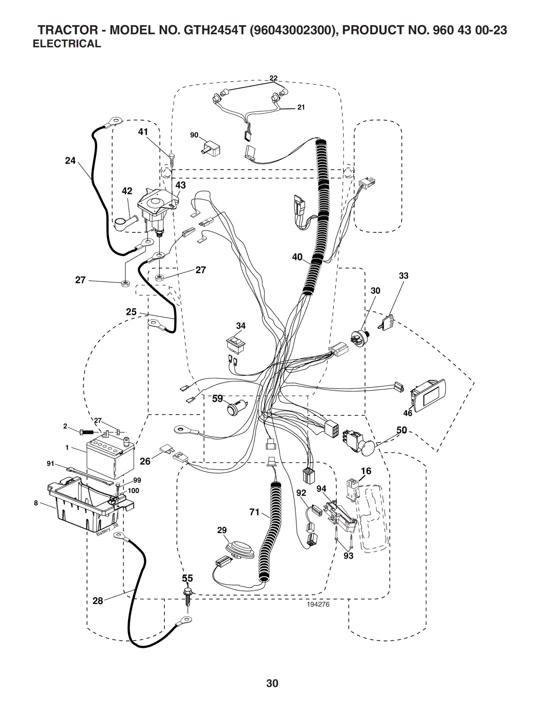 Husqvarna GTH2454T owner manual Electrical 