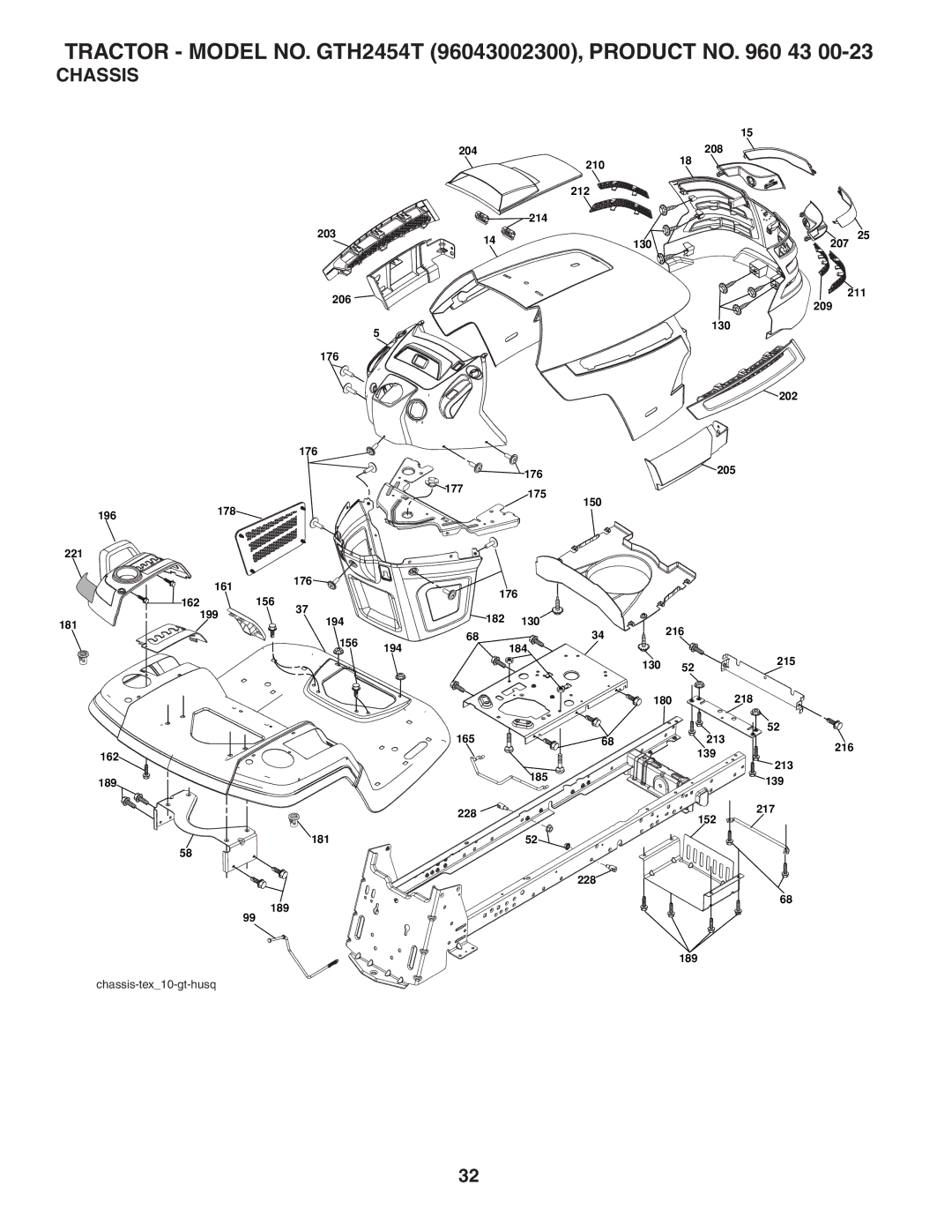 Husqvarna GTH2454T owner manual Chassis 