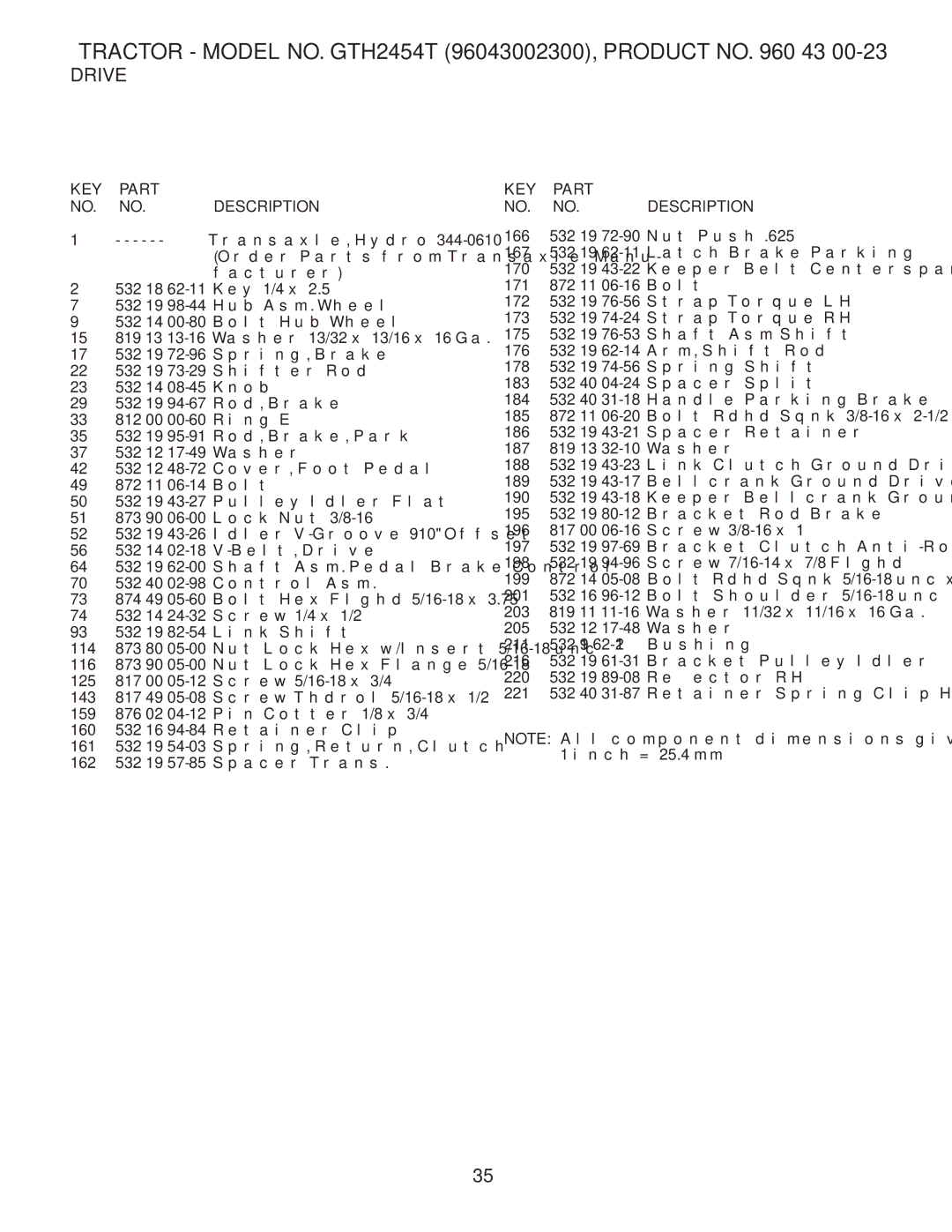 Husqvarna GTH2454T owner manual 211 532 19 62-12 Bushing 