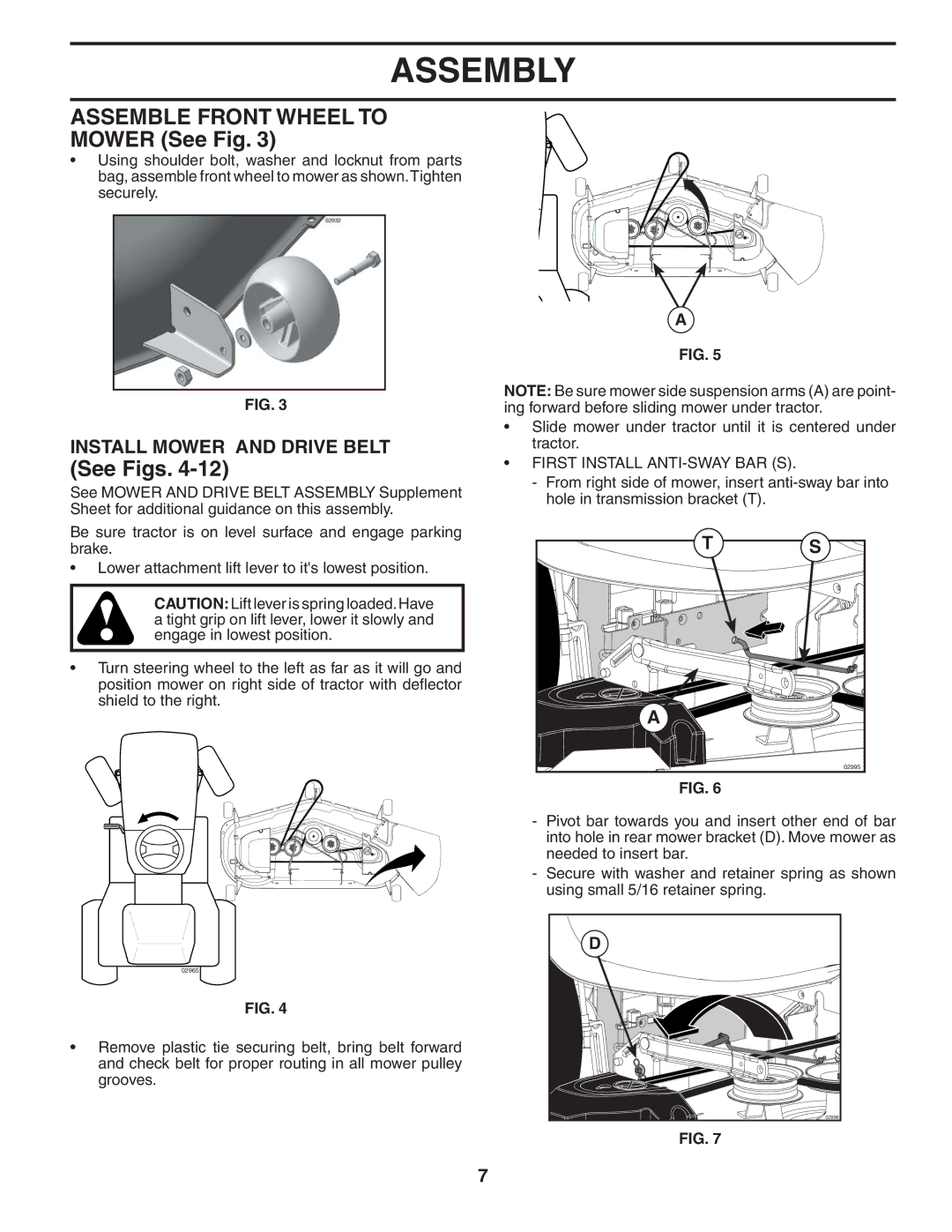 Husqvarna GTH2454T owner manual Install Mower and Drive Belt, First Install ANTI-SWAY BAR S 