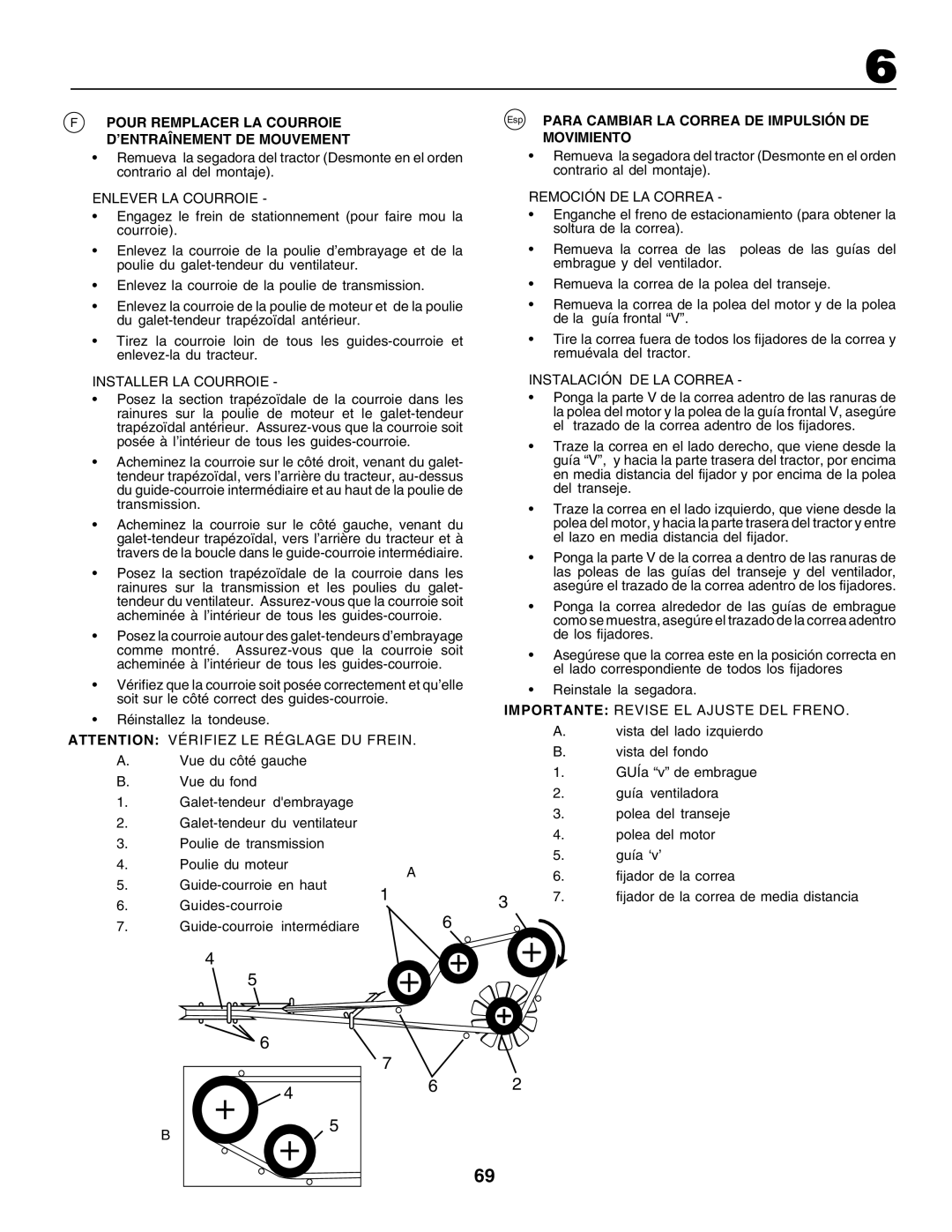 Husqvarna GTH250 Pour Remplacer LA Courroie D’ENTRAÎNEMENT DE Mouvement, Esp Para Cambiar LA Correa DE Impulsión DE 