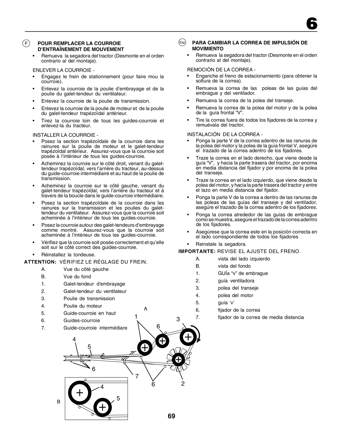 Husqvarna GTH250 instruction manual F Pour Remplacer La Courroie D’Entraînement De Mouvement 