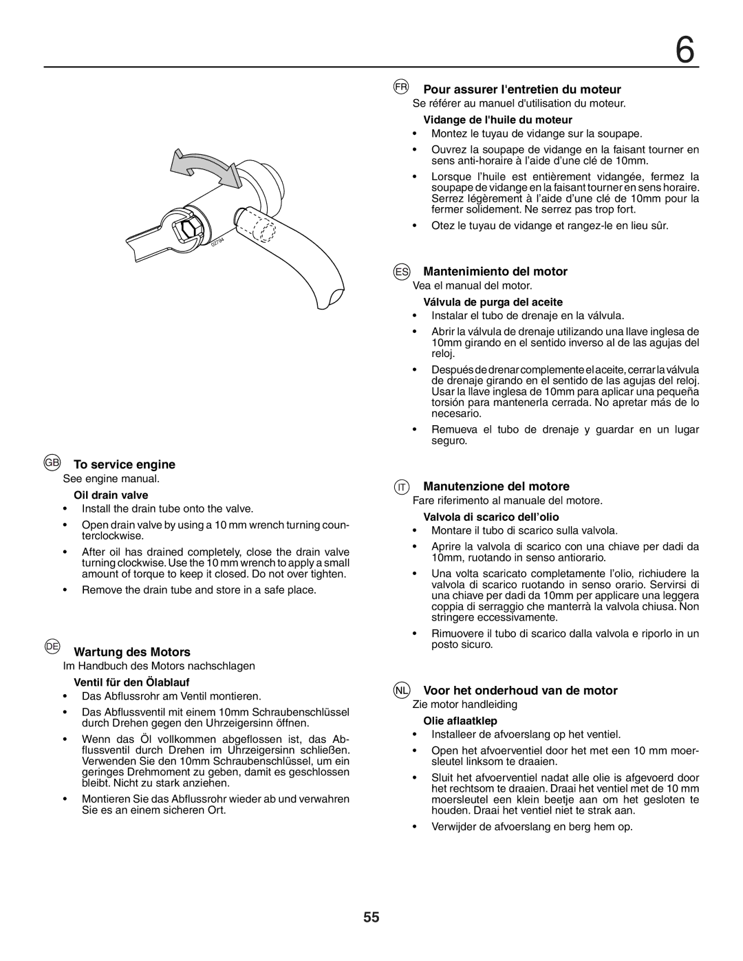 Husqvarna GTH250XP To service engine, Wartung des Motors, Pour assurer lentretien du moteur, Mantenimiento del motor 