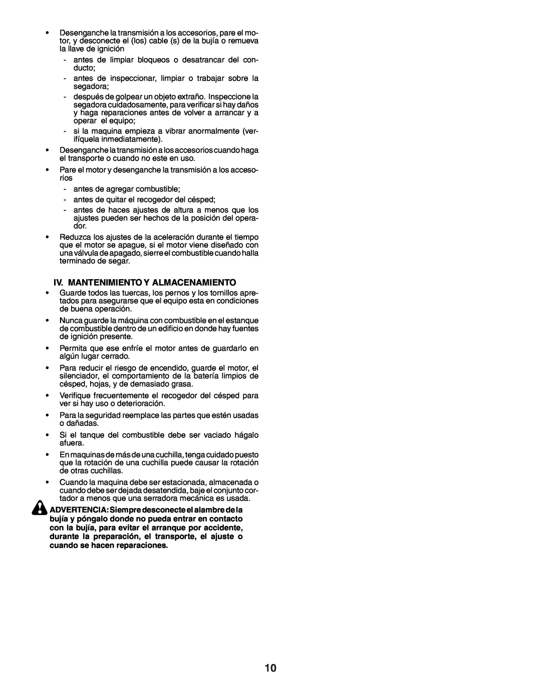 Husqvarna GTH250XP instruction manual Iv. Mantenimiento Y Almacenamiento 