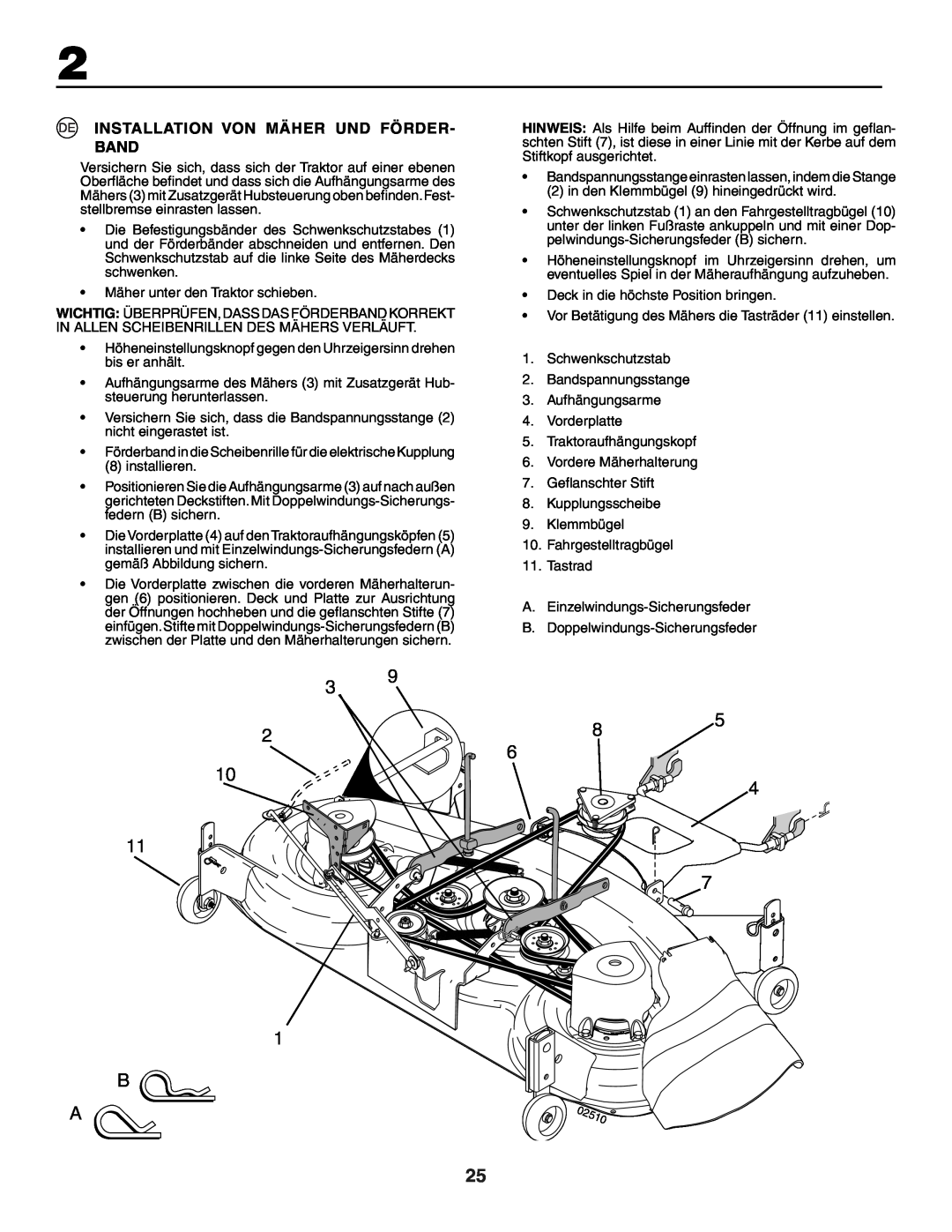 Husqvarna GTH250XP instruction manual Installation Von Mäher Und Förder- Band 