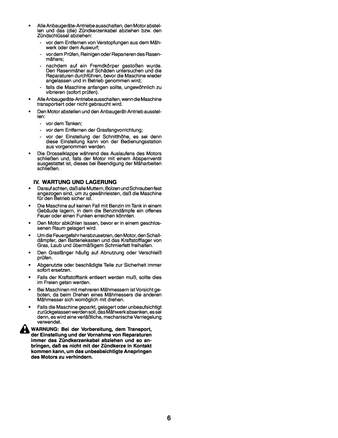 Husqvarna GTH250XP instruction manual Iv. Wartung Und Lagerung 