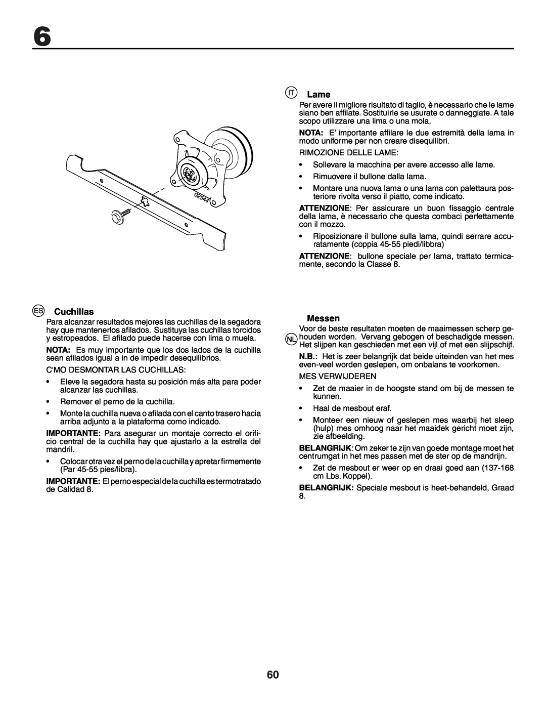 Husqvarna GTH250XP instruction manual Cuchillas, Lame, Messen 