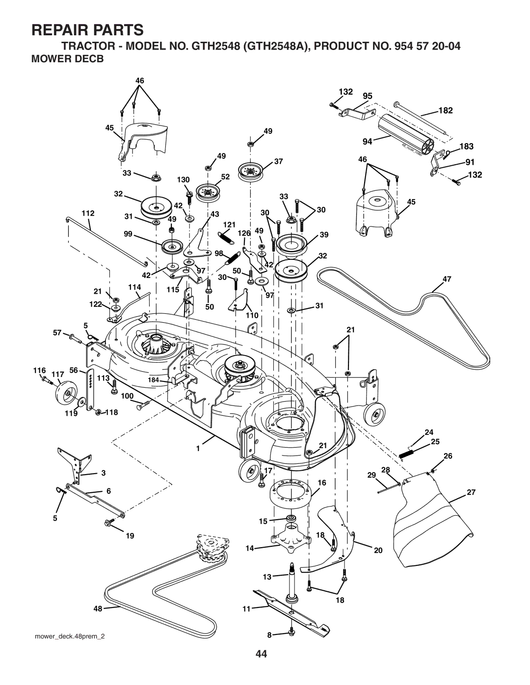 Husqvarna GTH2548 owner manual Mower Decb 