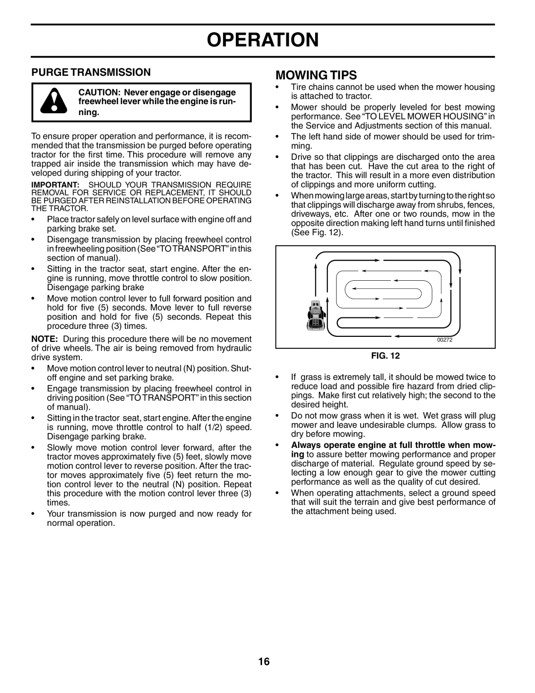 Husqvarna GTH2548XP owner manual Mowing Tips, Purge Transmission 