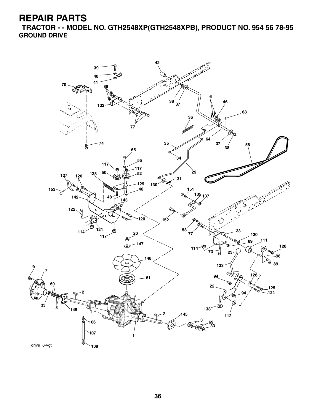 Husqvarna GTH2548XP owner manual Ground Drive, 153 