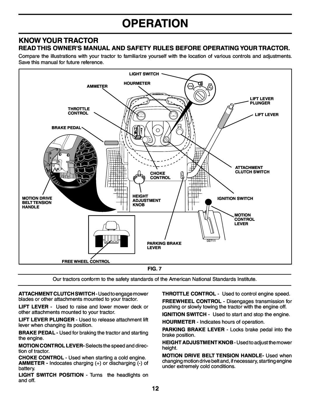Husqvarna GTH2548XP owner manual Know Your Tractor, Operation 