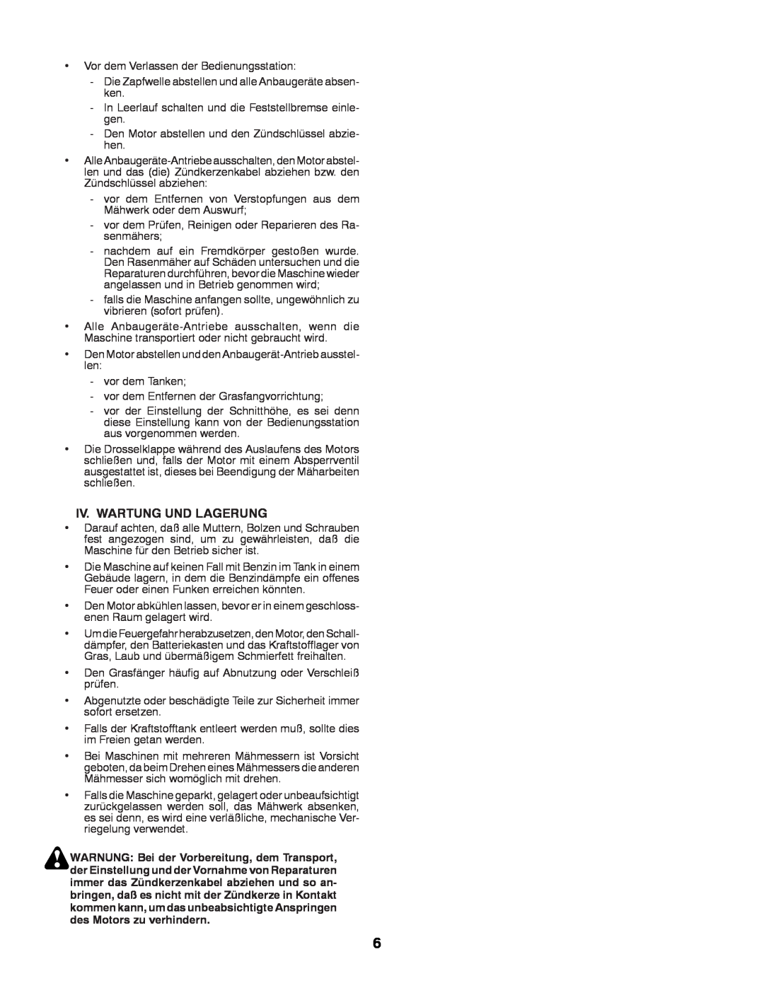 Husqvarna GTH260TWIN instruction manual Iv. Wartung Und Lagerung 