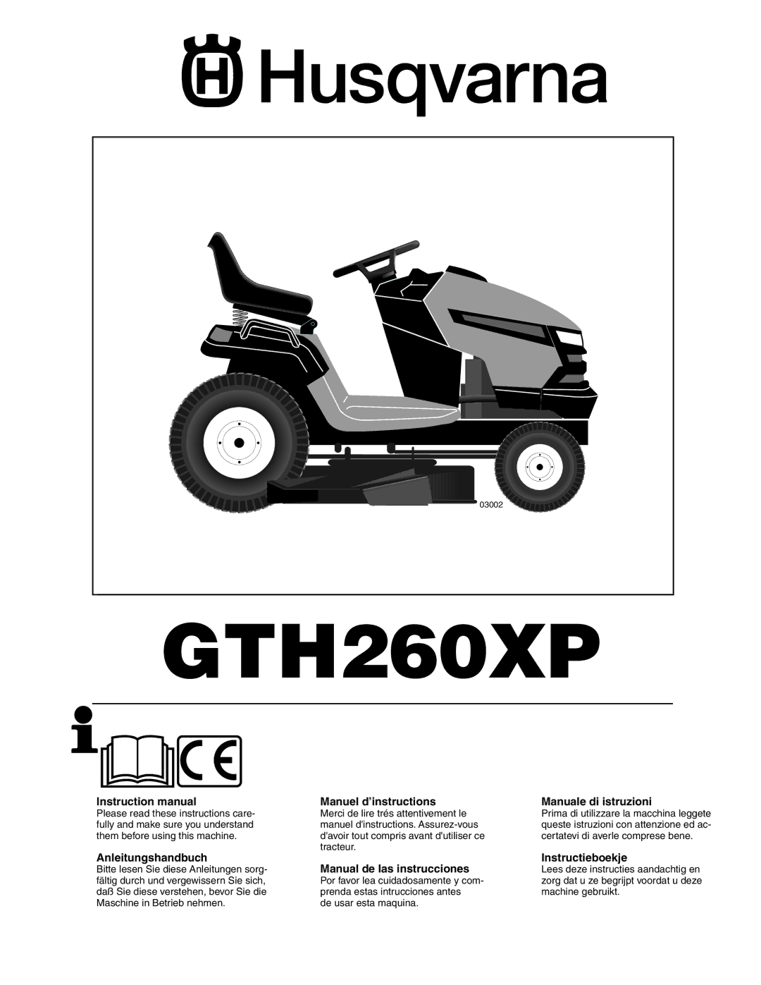 Husqvarna GTH260XP instruction manual Manuel d’instructions, Manuale di istruzioni 