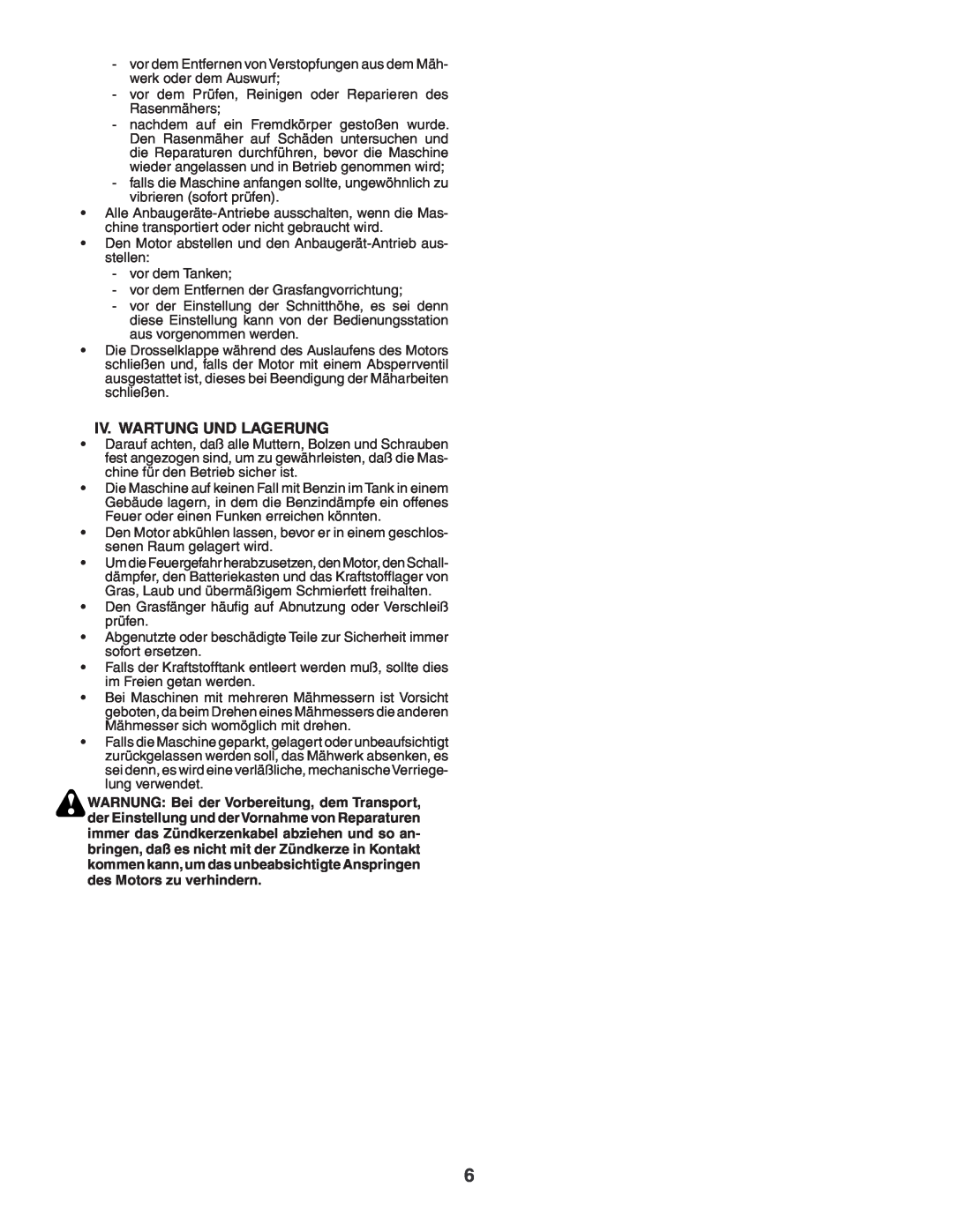 Husqvarna GTH260XP instruction manual Iv. Wartung Und Lagerung 