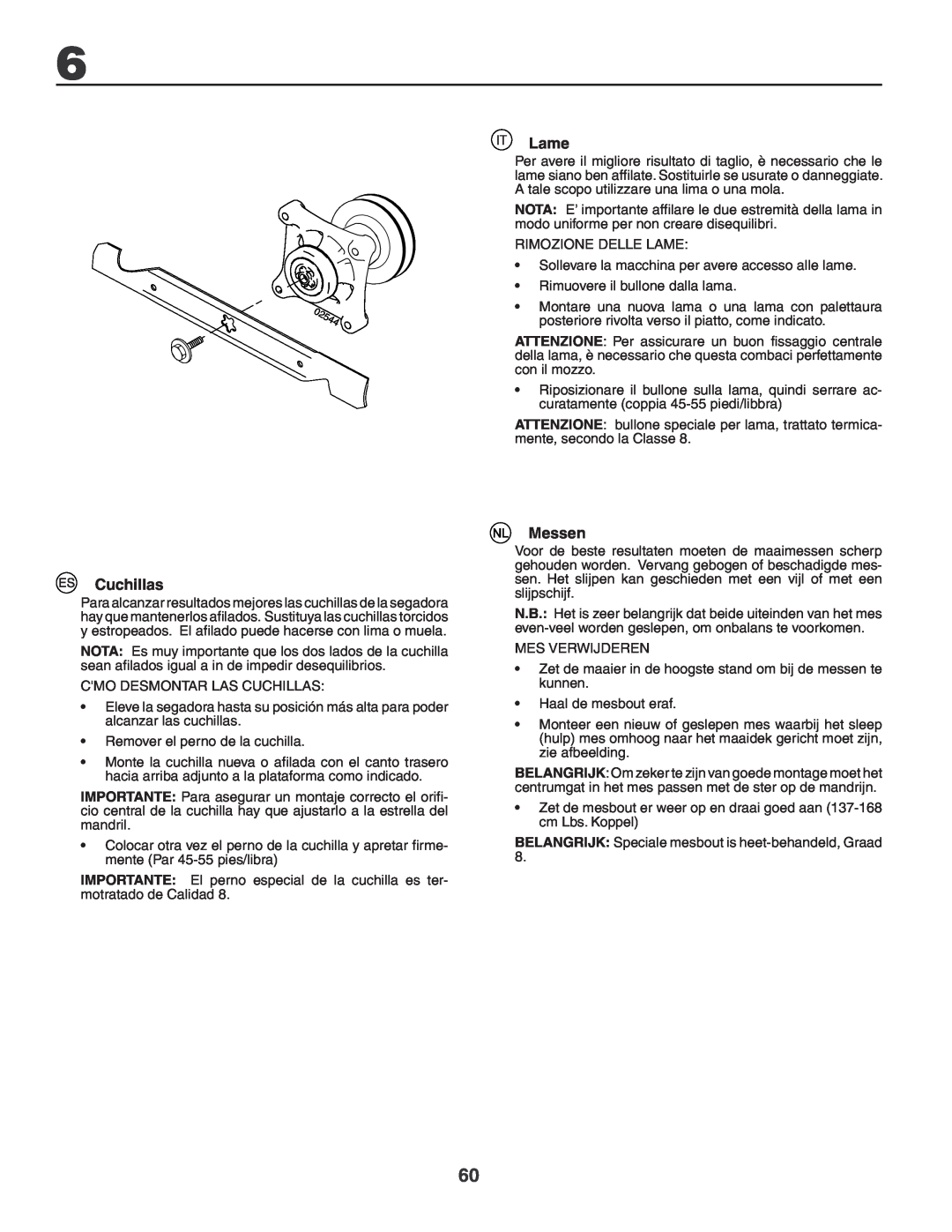 Husqvarna GTH260XP instruction manual Cuchillas, Lame, Messen 