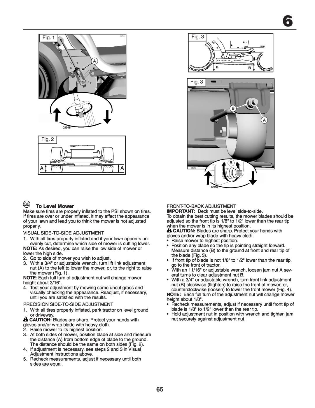 Husqvarna GTH260XP instruction manual To Level Mower 