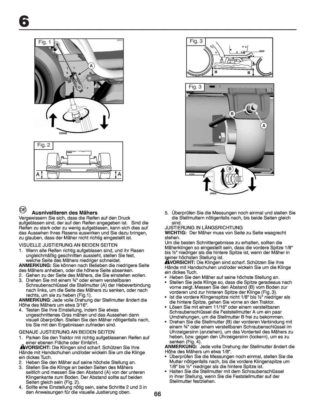 Husqvarna GTH260XP instruction manual Ausnivellieren des Mähers 