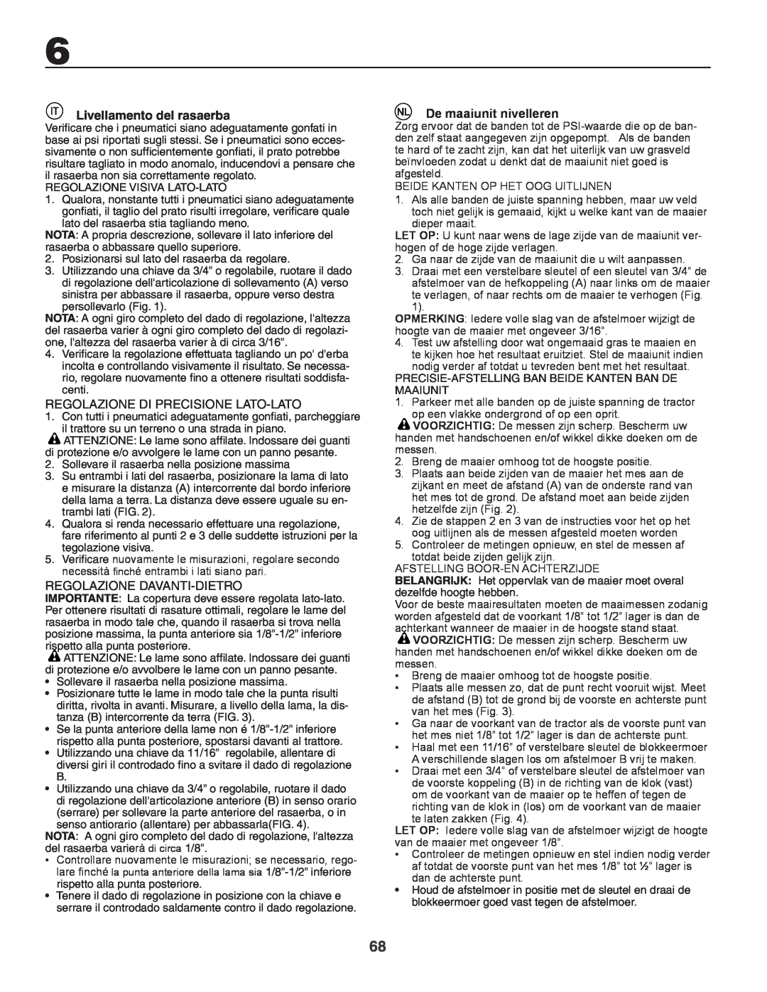Husqvarna GTH260XP Livellamento del rasaerba, Regolazione Di Precisione Lato-Lato, Regolazione Davanti-Dietro 