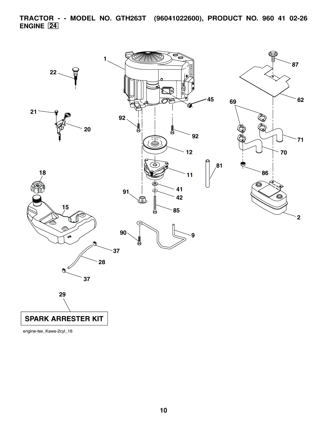 Husqvarna GTH263 T manual Spark Arrester KIT 