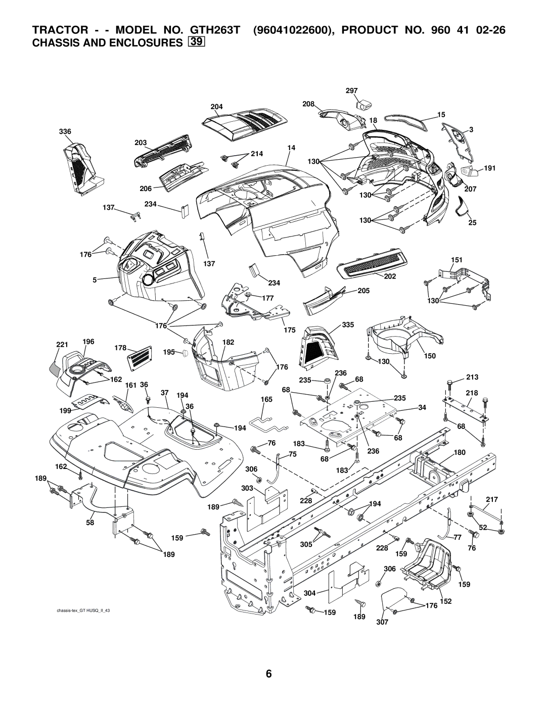 Husqvarna GTH263 T manual Chassis and Enclosures 