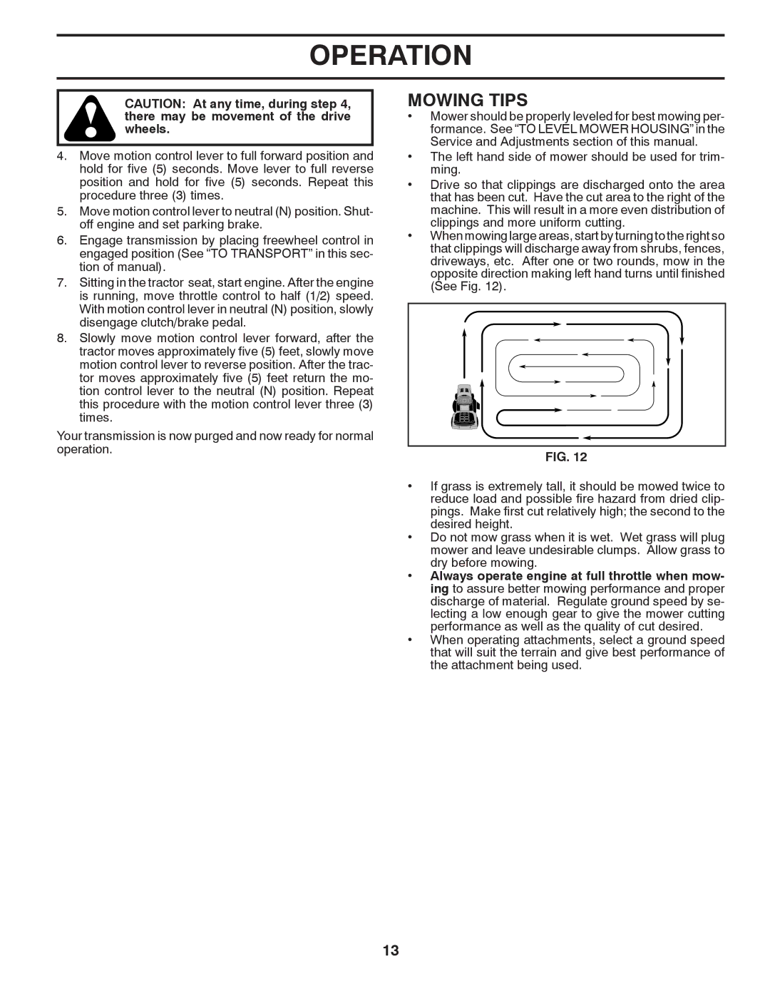 Husqvarna GTH2648 owner manual Mowing Tips 