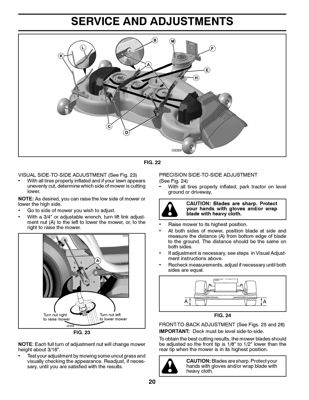 Husqvarna GTH2648 owner manual Turn nut right Turn nut left To raise mower 