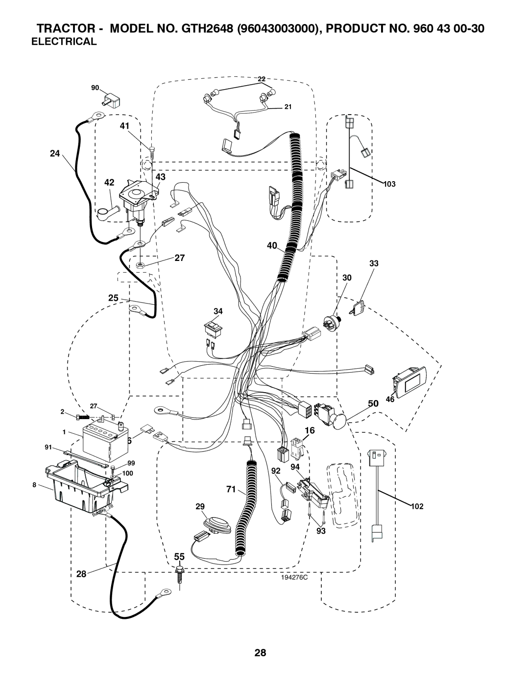 Husqvarna GTH2648 owner manual Electrical 