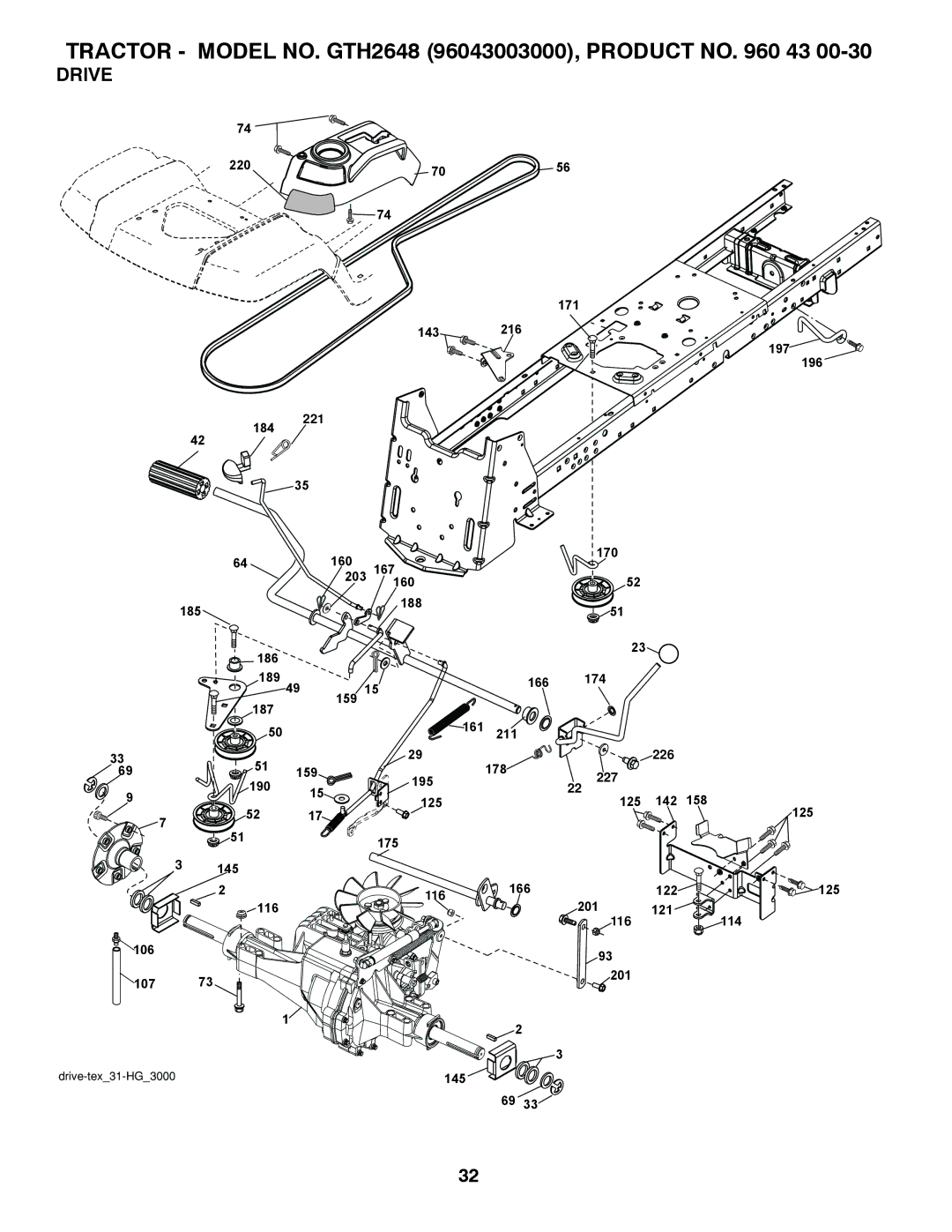 Husqvarna GTH2648 owner manual Drive 