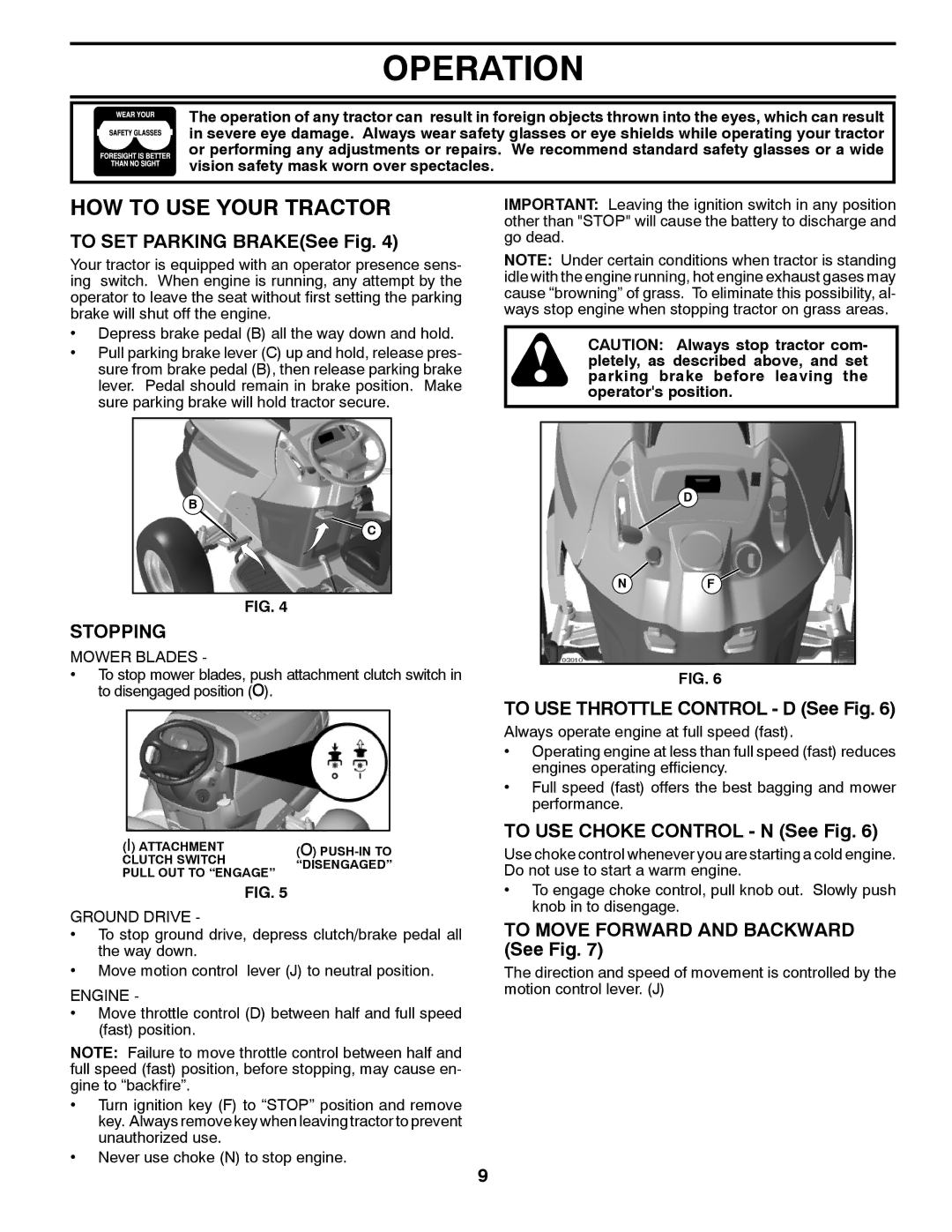 Husqvarna GTH2648 owner manual HOW to USE Your Tractor, Stopping 