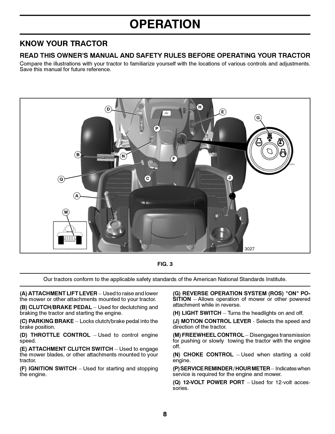 Husqvarna GTH2648 owner manual Know Your Tractor, Operation 